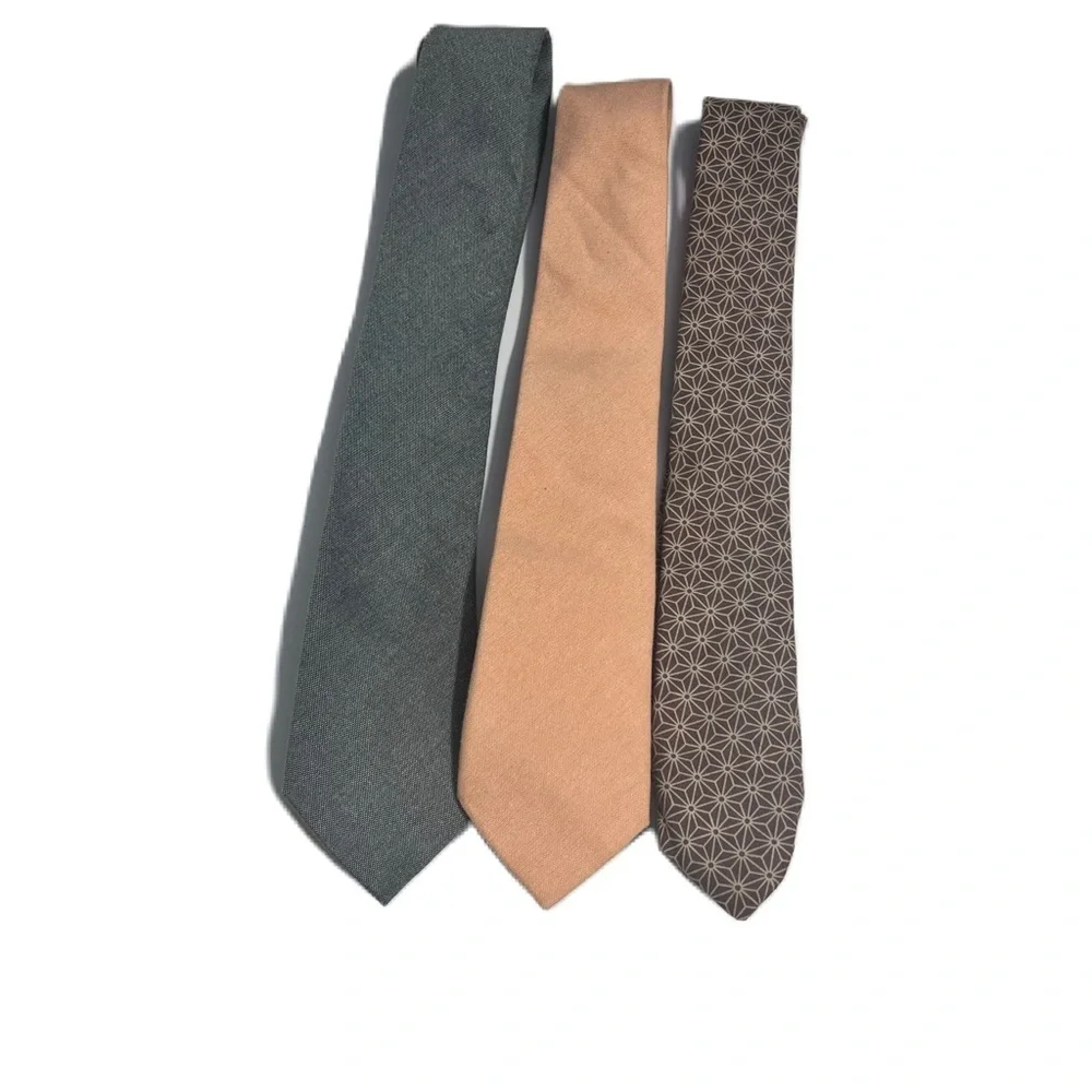 Tied boys Tie bundle of 3 spring peach gray pattern